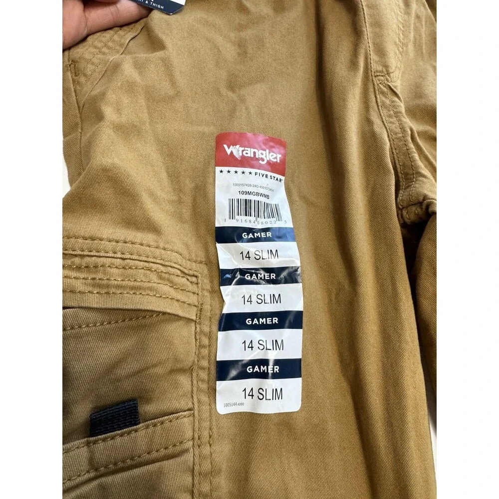 Wrangler -School -Five Star Boys Cargo Jogger Pants Tan Size 14 Slim NWT